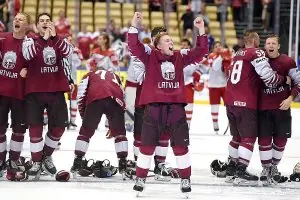 Lettland – Finnland. Eishockey-Testspiel